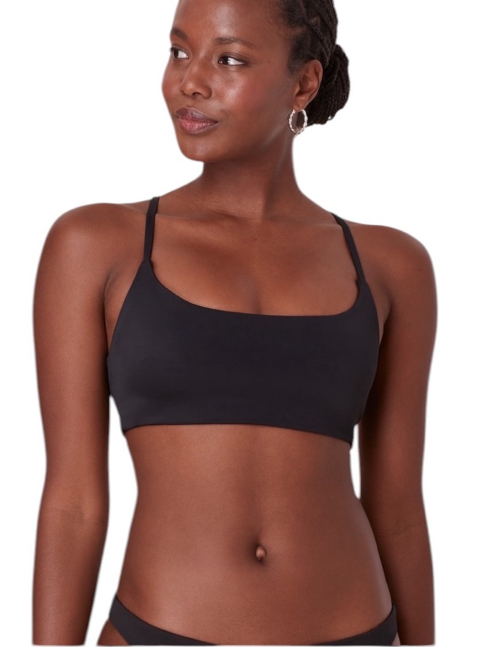Andie Maui Bikini Top Black Medium NWT Supportive Longline Swim